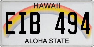 HI license plate EIB494