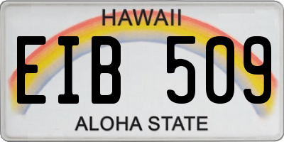 HI license plate EIB509