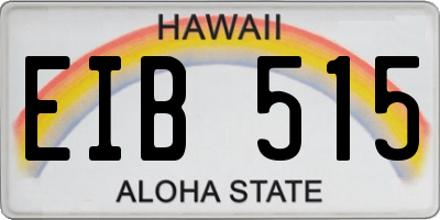 HI license plate EIB515