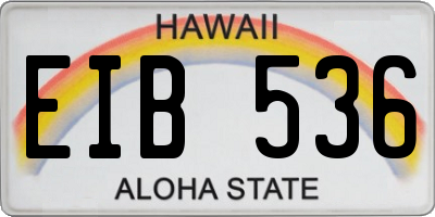 HI license plate EIB536