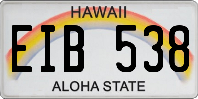 HI license plate EIB538