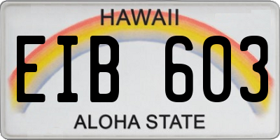 HI license plate EIB603
