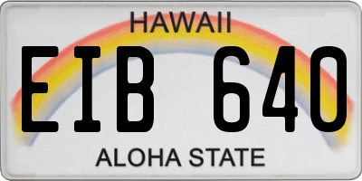 HI license plate EIB640