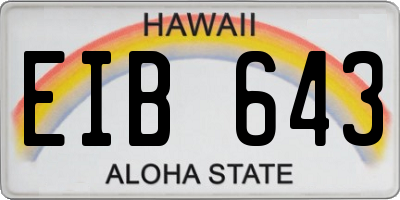 HI license plate EIB643