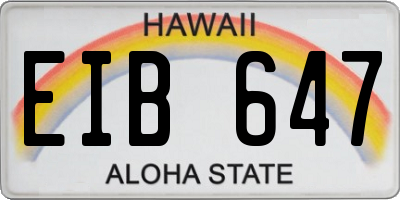 HI license plate EIB647