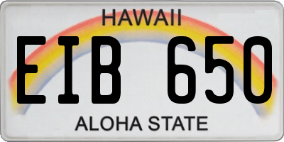 HI license plate EIB650
