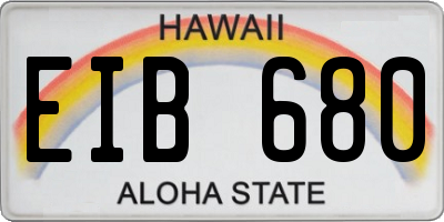 HI license plate EIB680