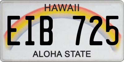 HI license plate EIB725
