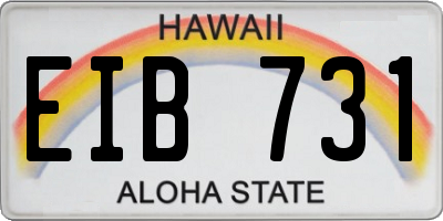 HI license plate EIB731