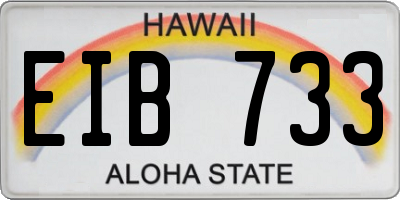 HI license plate EIB733