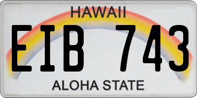 HI license plate EIB743