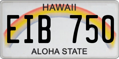 HI license plate EIB750