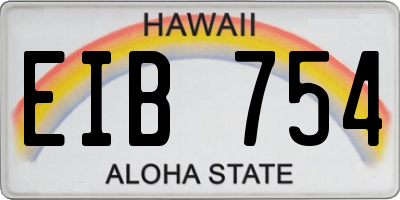 HI license plate EIB754