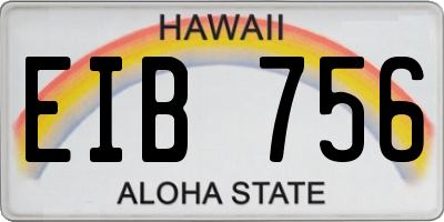 HI license plate EIB756