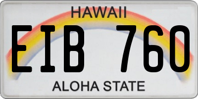HI license plate EIB760