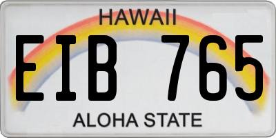 HI license plate EIB765