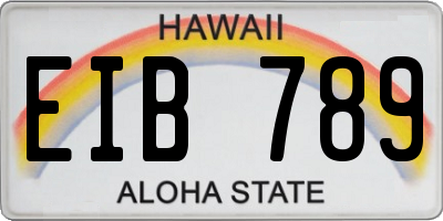 HI license plate EIB789
