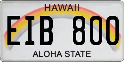 HI license plate EIB800
