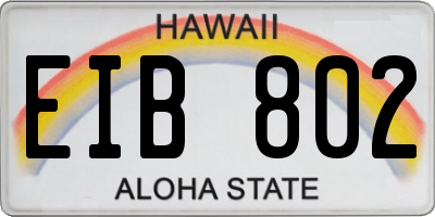HI license plate EIB802