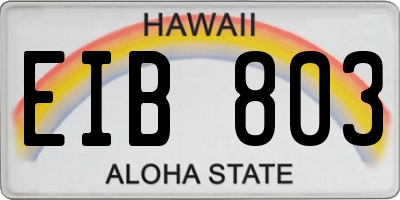 HI license plate EIB803
