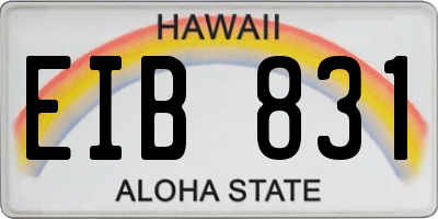 HI license plate EIB831