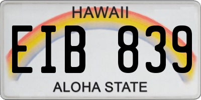 HI license plate EIB839