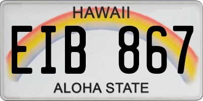 HI license plate EIB867