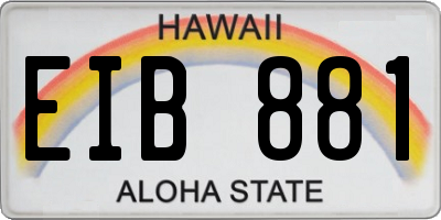 HI license plate EIB881