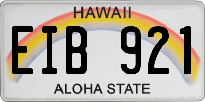 HI license plate EIB921