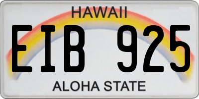 HI license plate EIB925