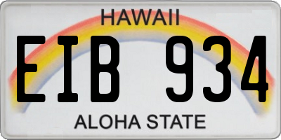 HI license plate EIB934