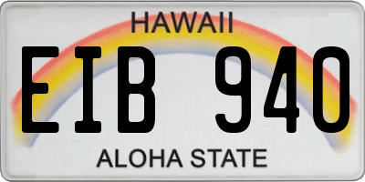 HI license plate EIB940