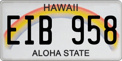 HI license plate EIB958