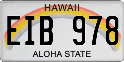 HI license plate EIB978