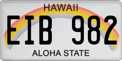 HI license plate EIB982