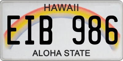 HI license plate EIB986