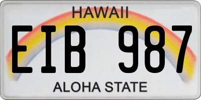 HI license plate EIB987