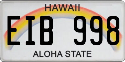 HI license plate EIB998