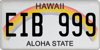 HI license plate EIB999
