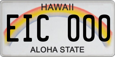 HI license plate EIC000
