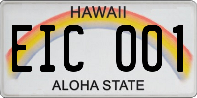 HI license plate EIC001