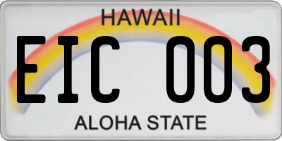 HI license plate EIC003