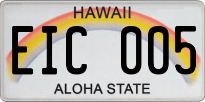 HI license plate EIC005