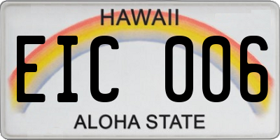 HI license plate EIC006