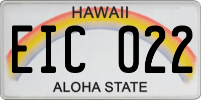 HI license plate EIC022