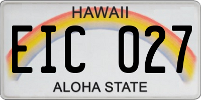 HI license plate EIC027