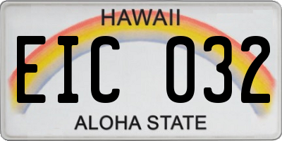 HI license plate EIC032
