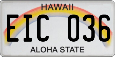 HI license plate EIC036