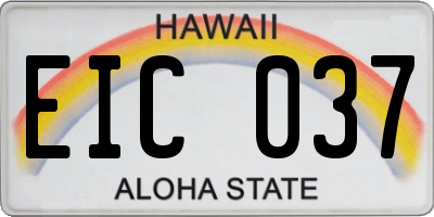 HI license plate EIC037