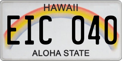 HI license plate EIC040